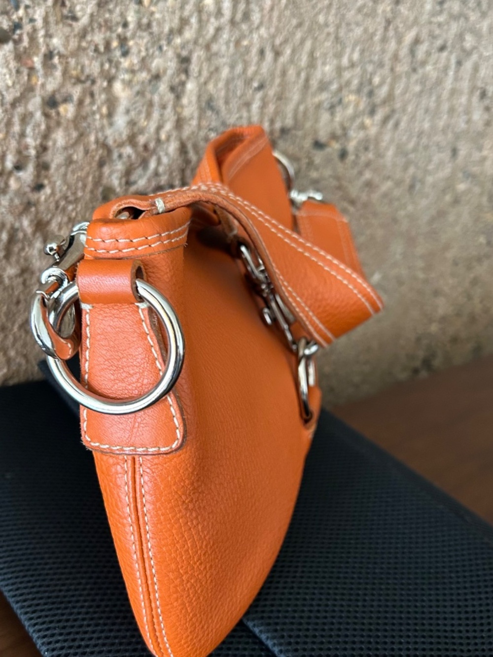 Miu Miu Vintage Pebbled Leather Shoulder Bag | Cognac Orange | Made in Italy - Picture 9 of 14